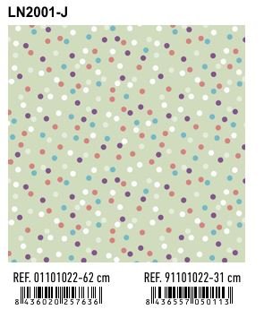 PAPEL REGALO BOBINA 31CM LUNARES COLORES FONDO LIMA | ANDINA | 1 UNIDAD | 8436557050113