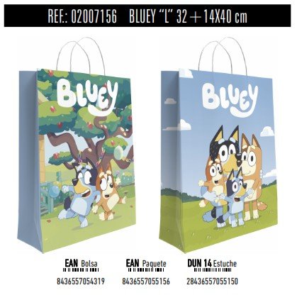 BOLSA REGALO PAPEL BLUEY DISNEY 14X32X40 ASA RETORCIDA SURT | ANDINA | ENVASE 24 UDS. UNIDAD | 8436557054319