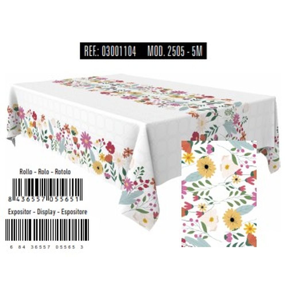 Rollo Mantel Papel Flores Adamascado Reciclado Brill Marca Andina