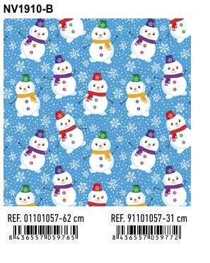 PAPEL REGALO BOBINA NAVIDAD 1910-B 31CM MUÑECO NIEVE CELESTE | ANDINA NAVIDAD | 1 UNIDAD | 8436557059772 Imagen principal del producto