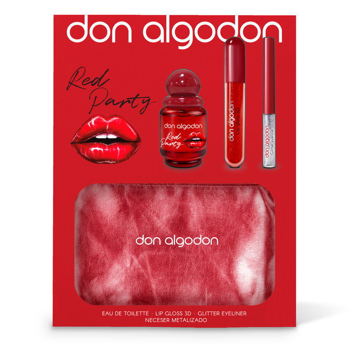 SET MUJER RED PARTY COLON 30ML+LIP GLOSS+GLITTER EYELIN+BOL | DON ALGODON | 1 UNIDAD | 8436559719254