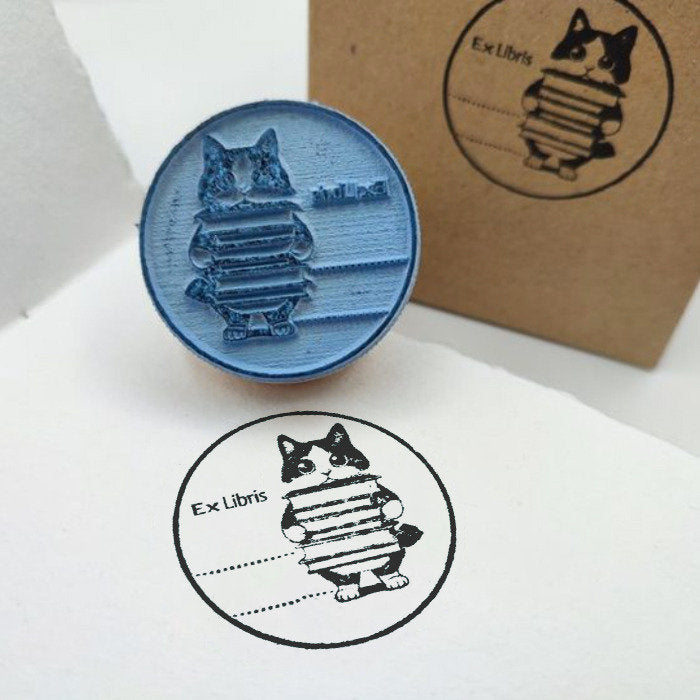 Sello Exlibris de Madera y Tampon el Gato con Libros COLOP España Imagen principal del producto
