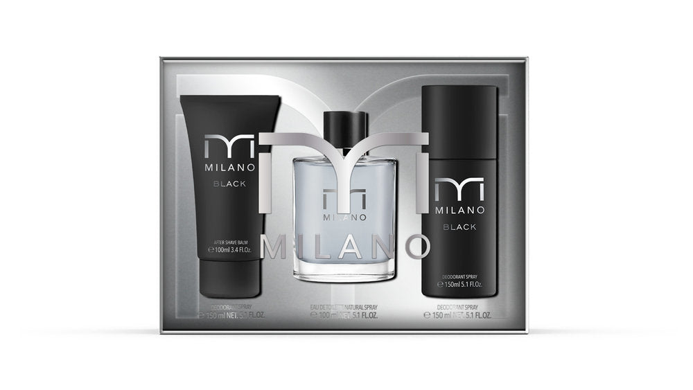FRAGANCIA MILANO BLACK COFRET RIGIDO 3 COMPONENTES | TAILORED PERFUMES | 1 UNIDAD | 8436581943283