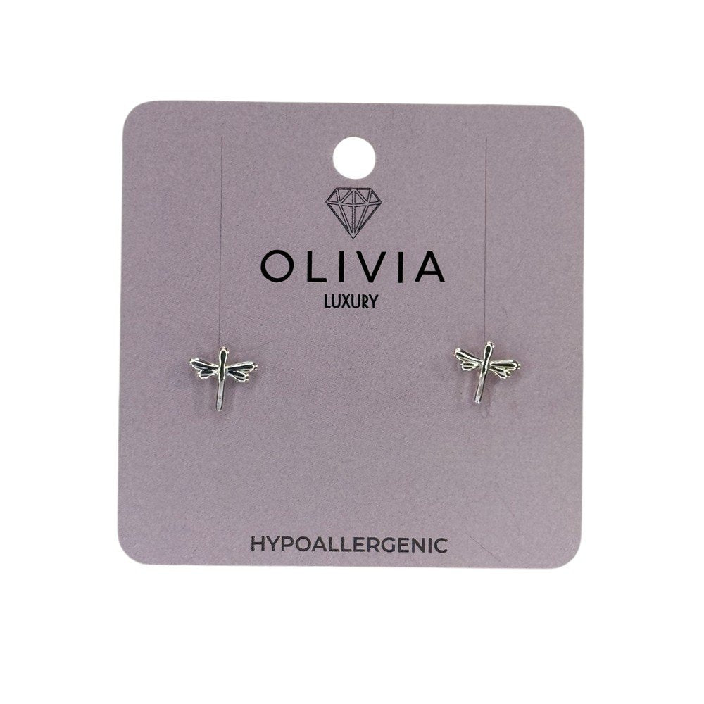 PENDIENTES LIBELULA HIPOALERGENICO BAÑADOS EN PLATA DE LEY | OLIVIA LUXURY | 1 UNIDAD | 8436589362895