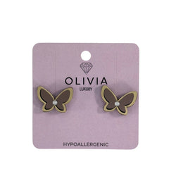 PENDIENTES BUTERFLY HIPOALERGENICO RIVOLI SNOW | OLIVIA LUXURY | 1 UNIDAD | 8436589367272