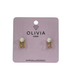 PENDIENTES PERLA HIPOALERGENICO BAÑADO EN ORO 24K | OLIVIA LUXURY | 1 UNIDAD | 8436589367456