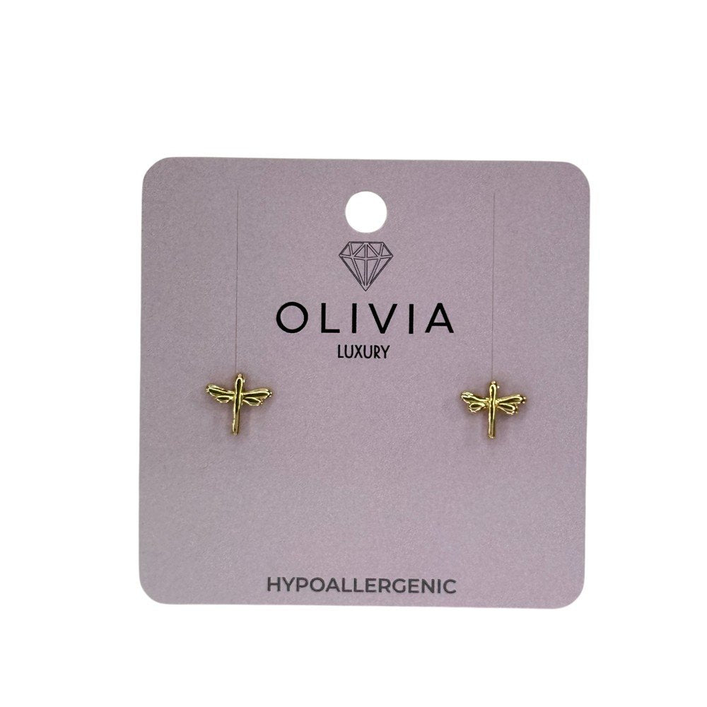 Pendientes Libelula Hipoalergenico Bañado en Oro 24 K Olivia Luxury