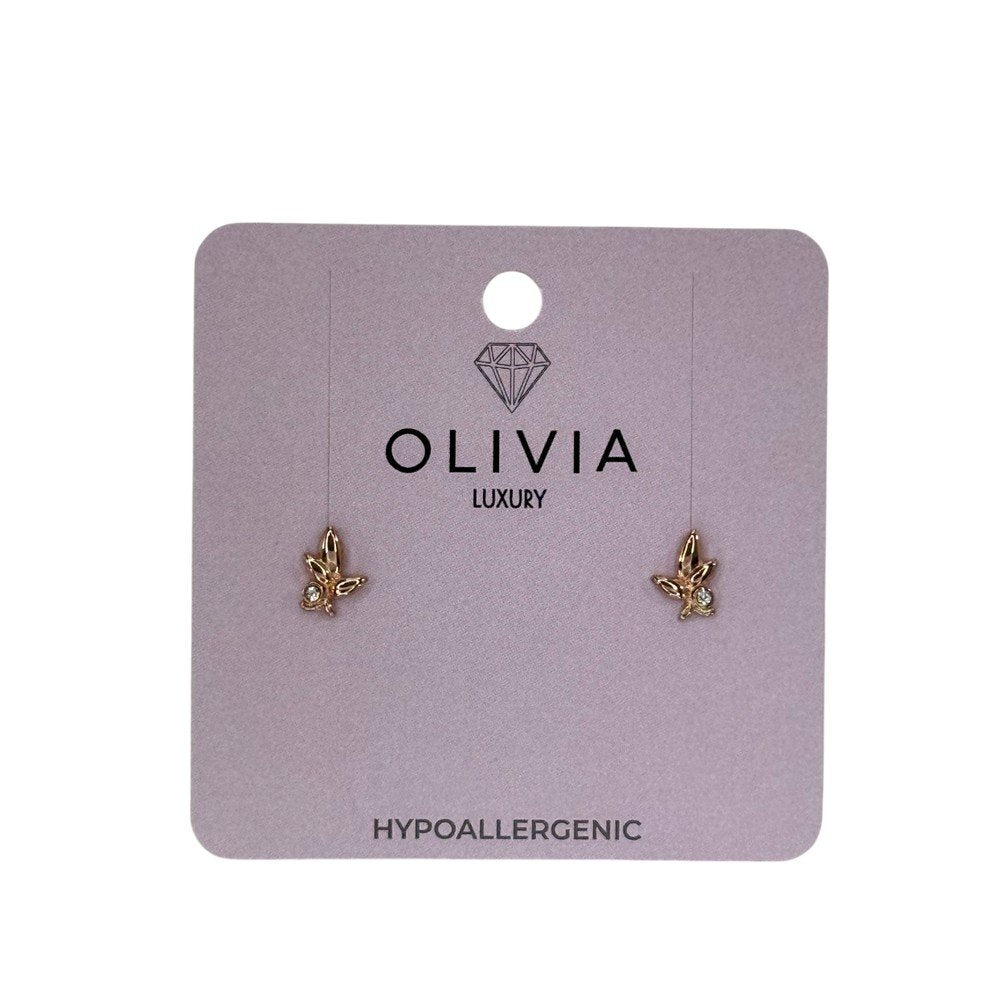 Pendientes Olivo Hipoalergénico Bañado en Oro Rosado 24 K Olivia Luxury