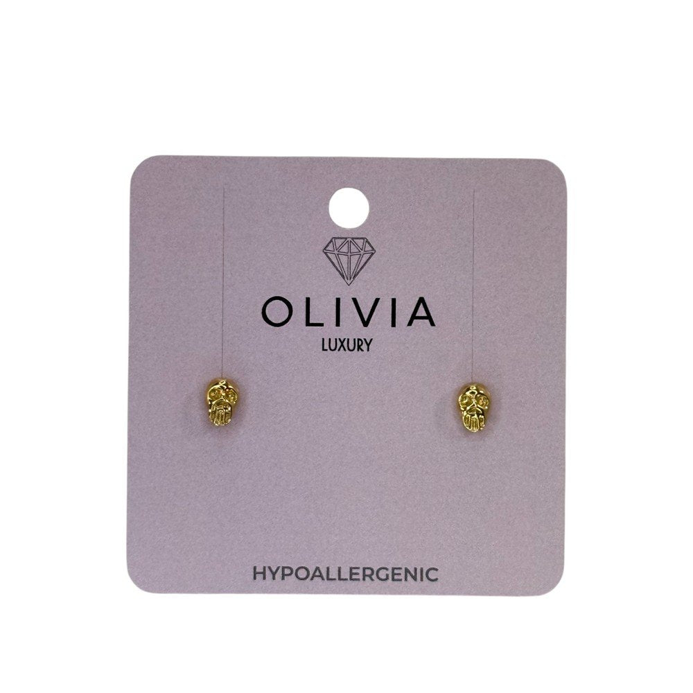 Pendientes calavera hipoalergénico bañados en oro 24 K Olivia Luxury