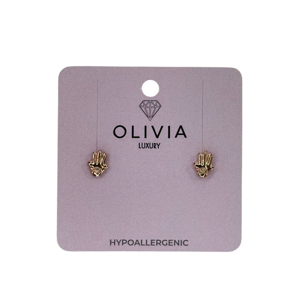 Pendientes Mano Hipoalergenico Bañado en Oro Rosado 24 K Olivia Luxury Imagen principal del producto