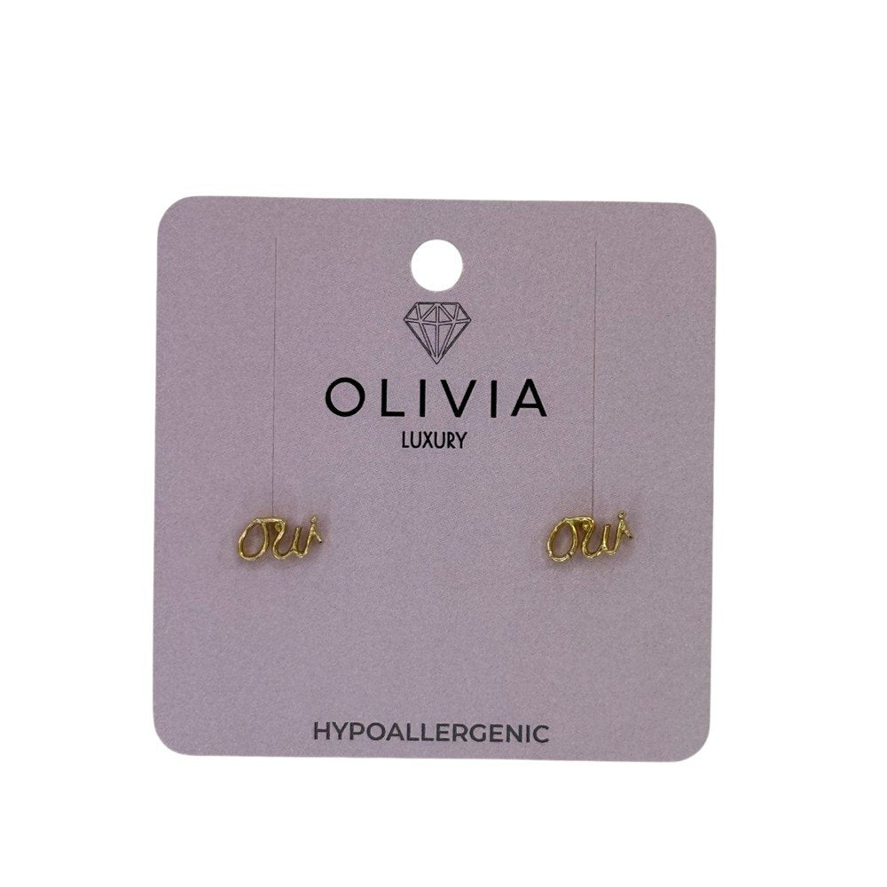 Pendientes Oiu hipoalergénicos bañados en oro 24 K Olivia Luxury Imagen principal del producto
