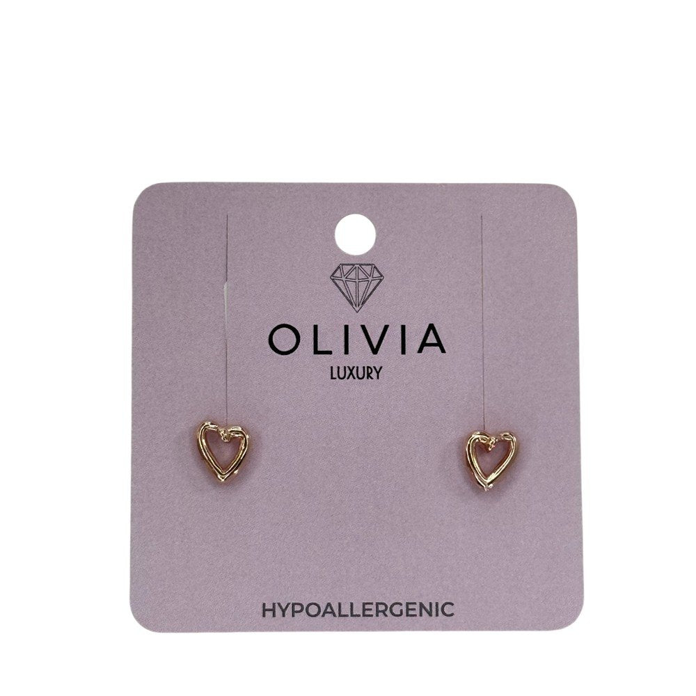 PENDIENTES CORAZON HIPOALERGENICO BAÑADO EN ORO 24 K | OLIVIA LUXURY | 1 UNIDAD | 8436589367623