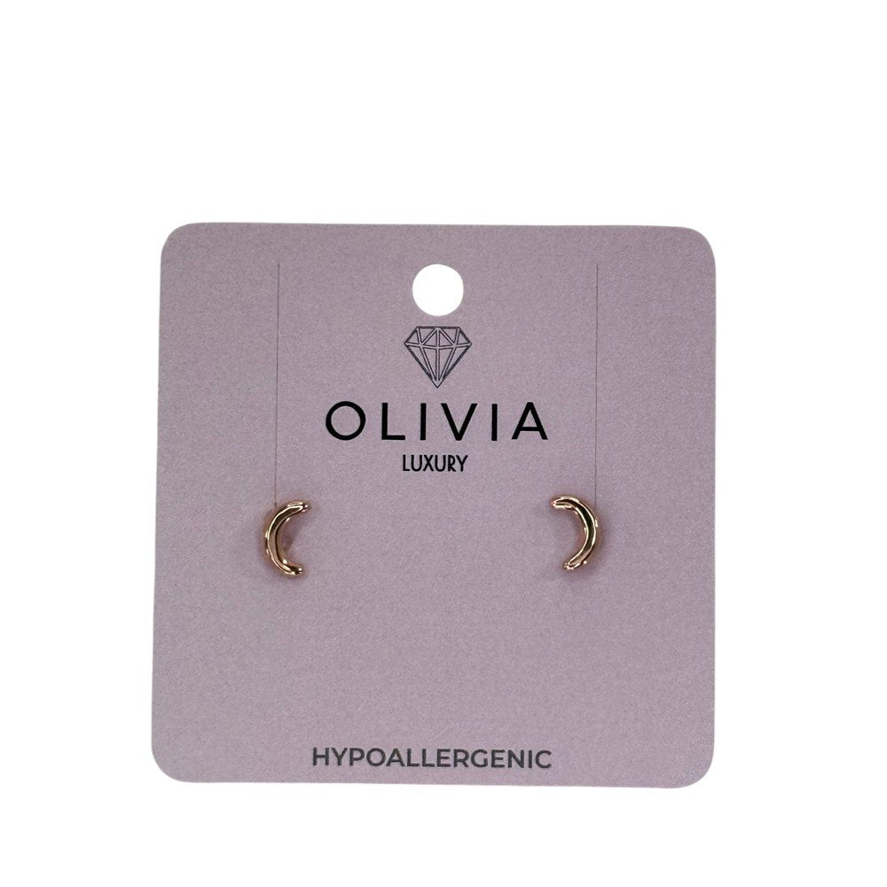Pendientes Luna Hipoalergenico Bañado en Oro Rosado 24 K Olivia Luxury