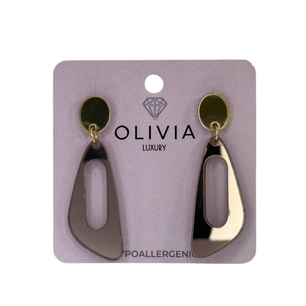 PENDIENTES PLEXI HIPOALERGENICO OCRE ESPEJO | OLIVIA LUXURY | 1 UNIDAD | 8436589367760