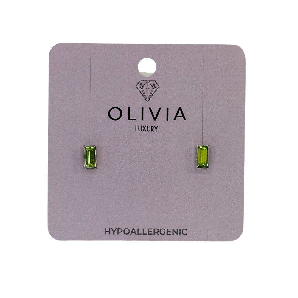Pendientes Baguette Citrus Hipoalergenico Plata Olivia Luxury