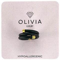 ANILLO STAR NEGRO ADAPTABLE TERMINACIONES BAÑADAS ORO 24K | OLIVIA LUXURY | 1 UNIDAD | 8436589369665