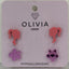 SET PENDIENTES PRINCESAS Y FLORES FUCHSIA HIPOALERGINICO | OLIVIA LUXURY | 1 UNIDAD | 8436589369795