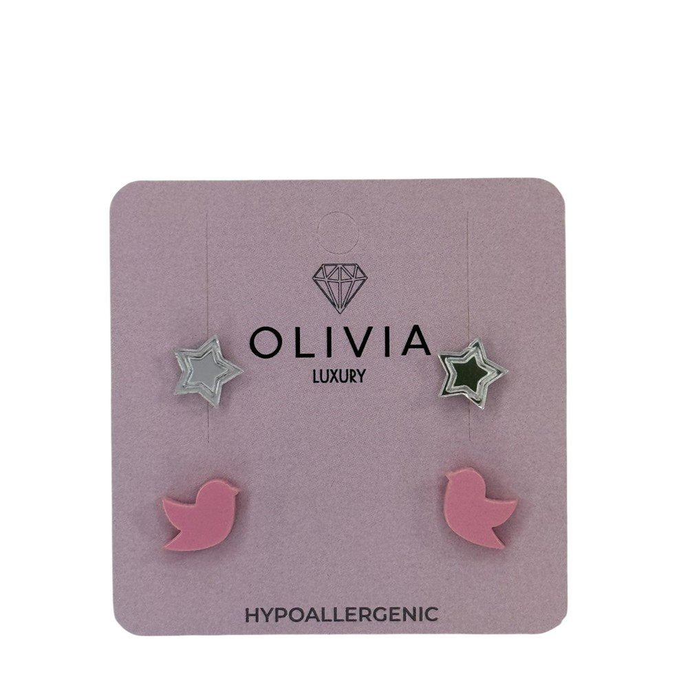 SET PENDIENTES ESTRELLAS Y PAJARITOS HIPOALERGENICO | OLIVIA LUXURY | 1 UNIDAD | 8436589369818