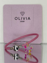 PULSERA FANTASY ROSA BRILLO FLOWER ADAPTABLE CON CHARMS | OLIVIA LUXURY | 1 UNIDAD | 8436589369856