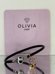 PULSERA FANTASY NEGRA FLOWER ADAPTABLE CON CHARMS | OLIVIA LUXURY | 1 UNIDAD | 8436589369887