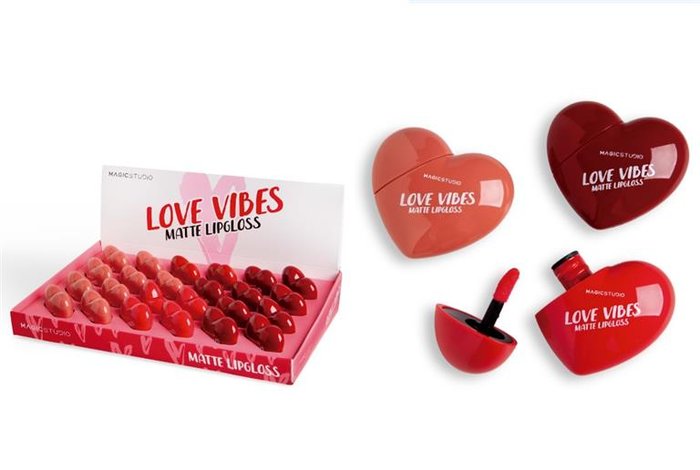 Expositor 24 Brillo Labial Corazón Tonos Mate Surtidos Magic Studio
