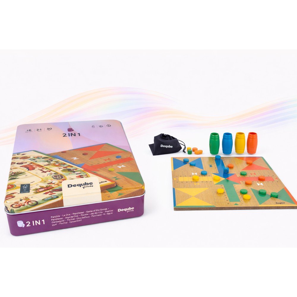 Set Parchis Oca Metal Box con Accesorios de DEQUBE Imagen principal del producto