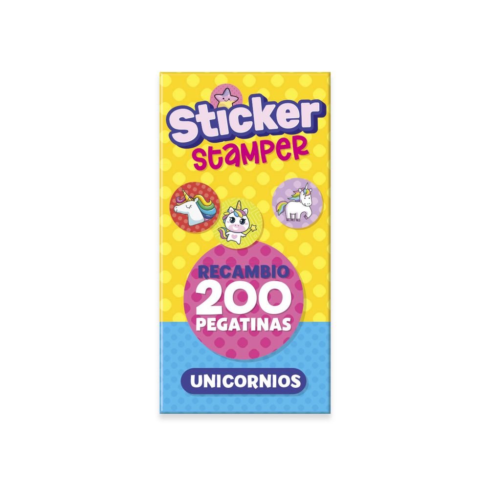 Recambio 200 Pegatinas Sticker Stamper Unicornios PLAY TIME IMAGILAND