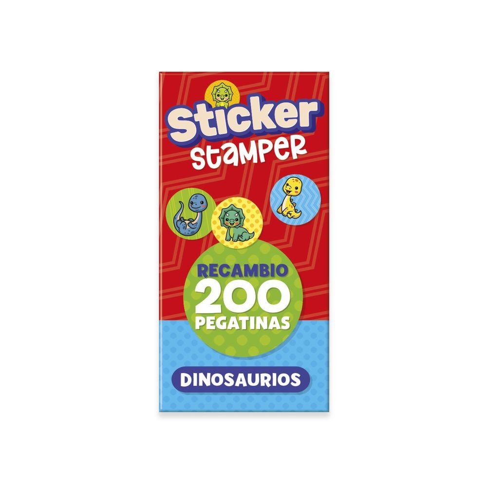 Recambio 200 Pegatinas Sticker Stamper Dinosaurios Marca Play Time Imagiland