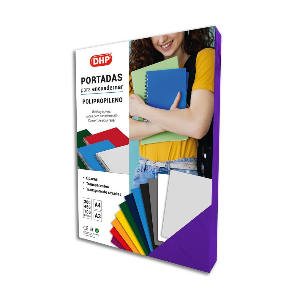 Portada Polipropileno 450 Micras A4 60 Purpura Fluor DHP Comerpa SLU