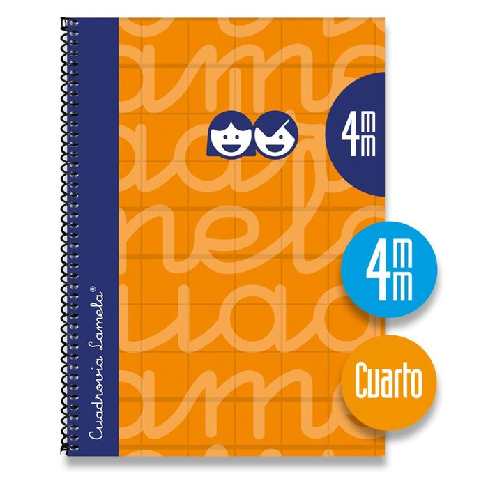 Cuaderno Espiral 4º 80H 90G 4MM Naranja Cuadrovia Extradura