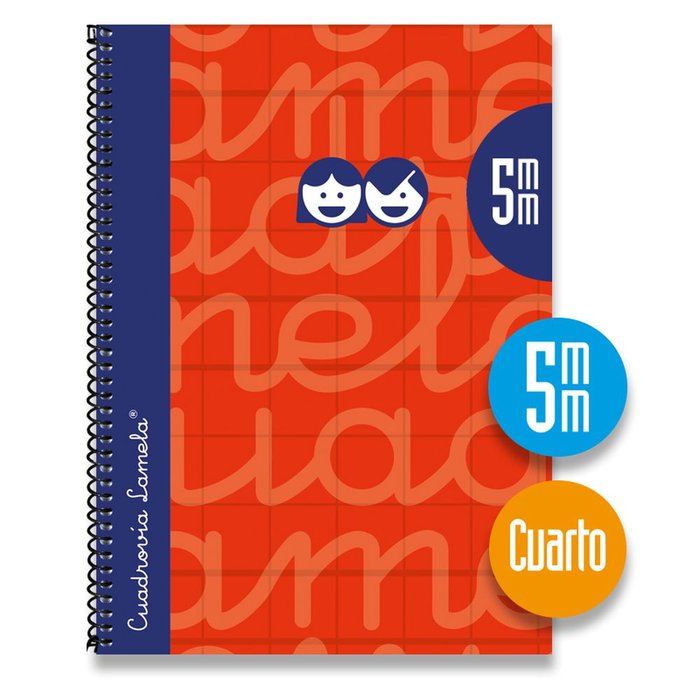 Cuaderno Espiral 4º 80H 90G 5MM Rojo Cuadrovia Extradura