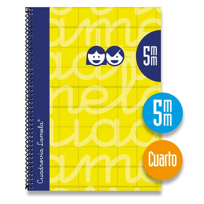 Cuaderno Espiral 4º 80H 90G 5MM Amarillo Cuadrovia Extradur