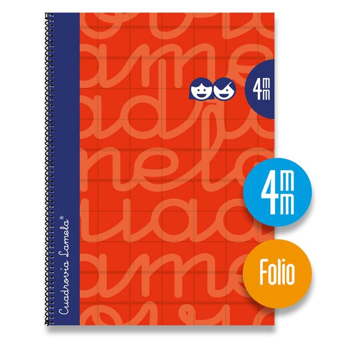 Cuaderno Espiral Fº 80H 90G 4MM Rojo Cuadrovia Extradura