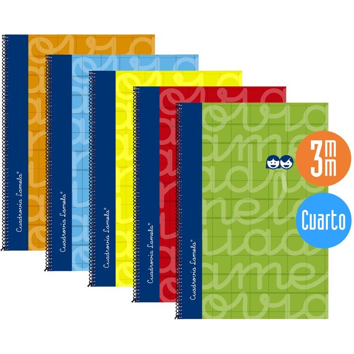 Bloc Espiral Estándar Liso 80H 90g | Lamela | Cartón | Formato Estándar | Pack 5 Unidades