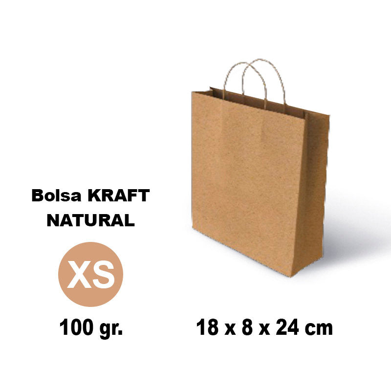 Bolsa Kraft Xs 18x8x24 100 g Liso Negro Pack 25 Unidades GRAFOPLAS