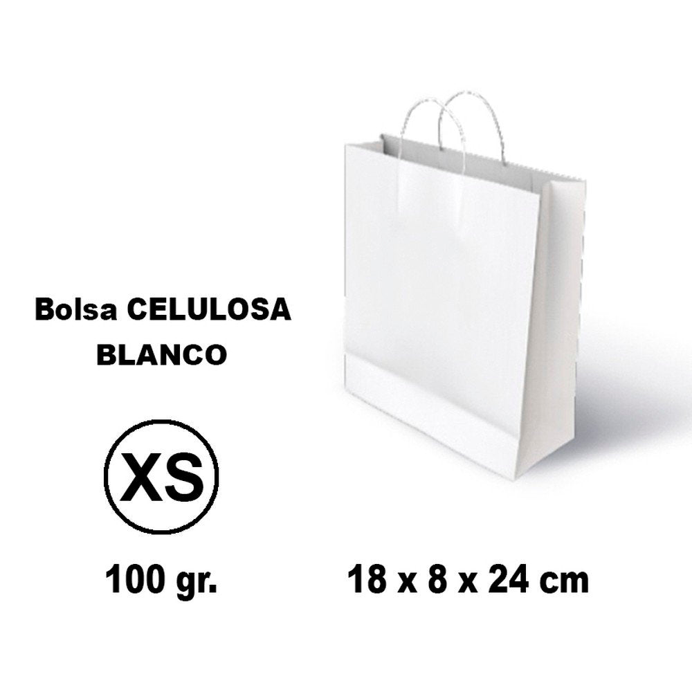 BOLSA CELULOSA XS 18X8X24 100G BLANCO 25 UNIDADES | GRAFOPLAS | ENVASE 25 UDS. UNIDAD | 8436618710437 Imagen principal del producto
