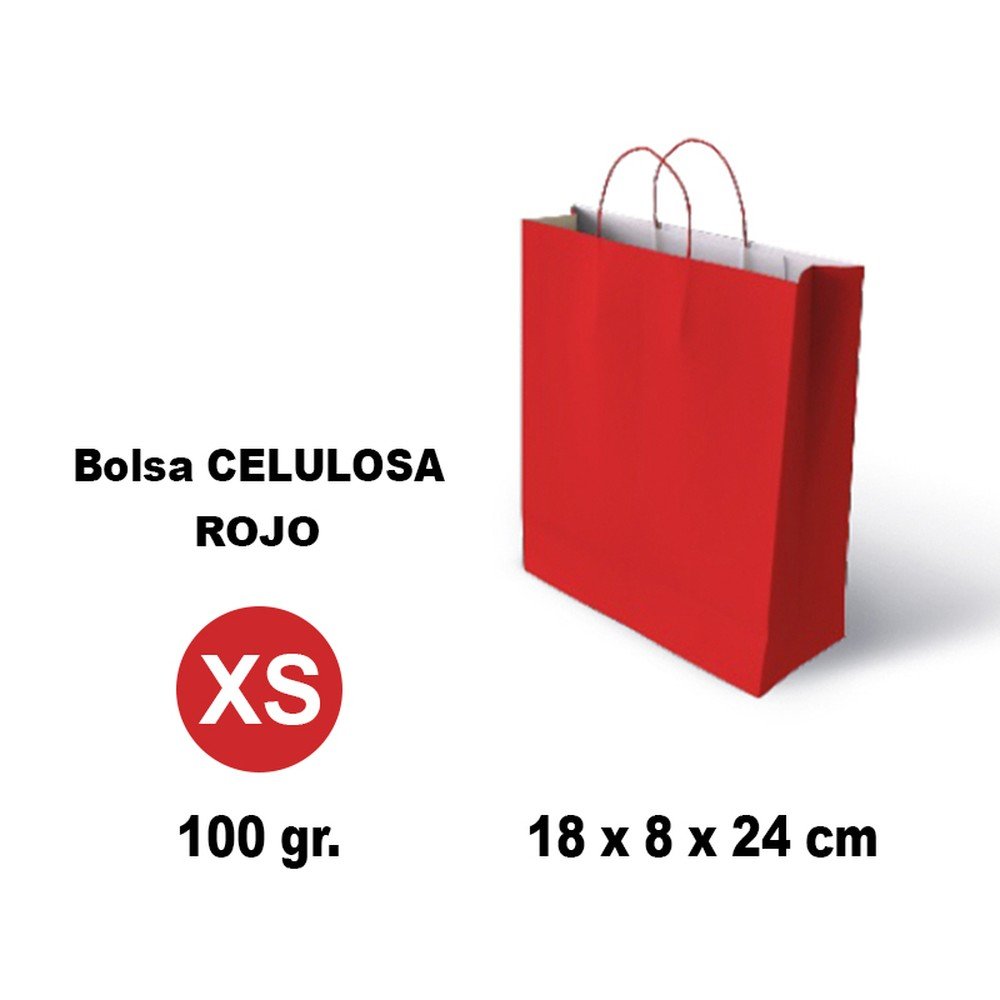 BOLSA CELULOSA XS 18X8X24 100G ROJO 25 UNIDADES | GRAFOPLAS | 1 UNIDAD | 8436618710451