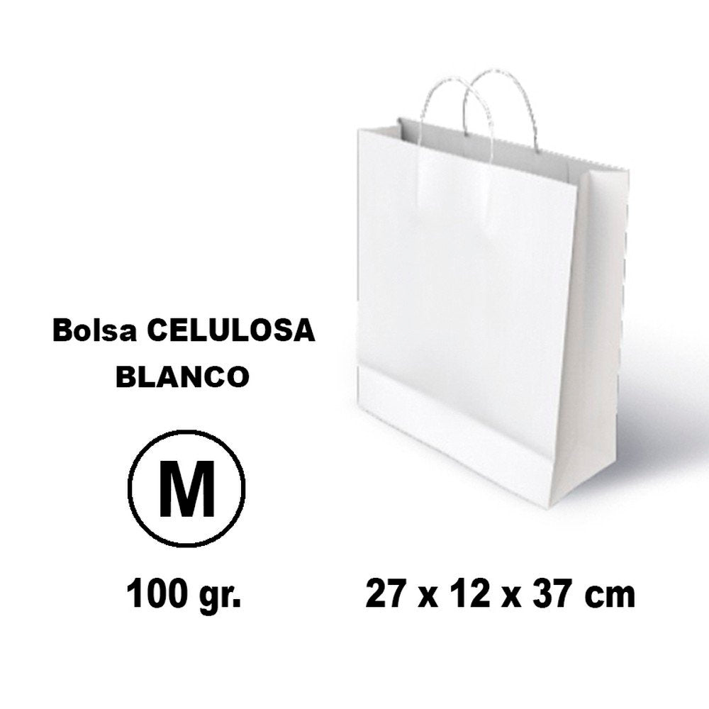 BOLSA CELULOSA M 27X12X37 100G BLANCO 25 UNIDADES | GRAFOPLAS | ENVASE 25 UDS. UNIDAD | 8436618710673 Imagen principal del producto