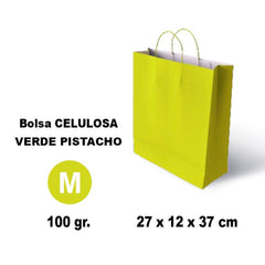 BOLSA CELULOSA M 27X12X37 100G VERDE PISTACHO 25 UNIDADES | GRAFOPLAS | ENVASE 25 UDS. UNIDAD | 8436618710734