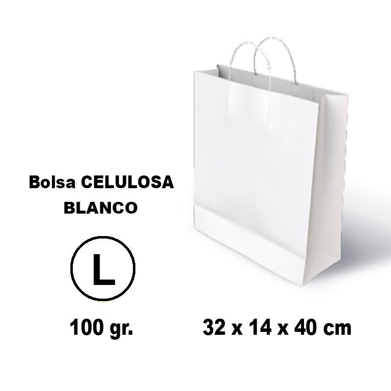 BOLSA CELULOSA L 32X14X40 100G BLANCO 25 UNIDADES | GRAFOPLAS | 1 UNIDAD | 8436618710796 Imagen principal del producto