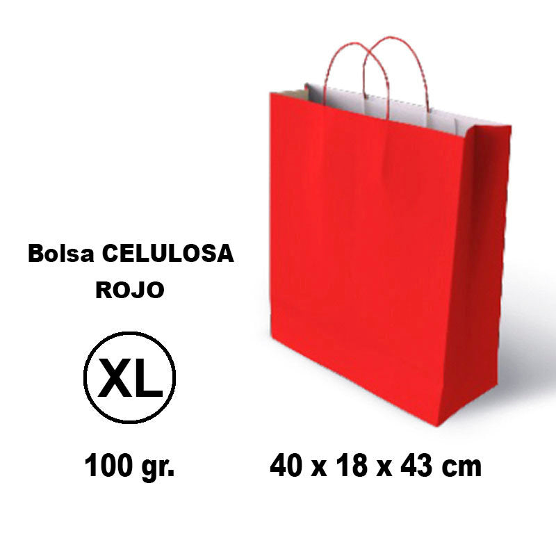 Bolsa celulosa XL 40x18x43 cm Rojo GRAFOPLAS Pack 25 unidades