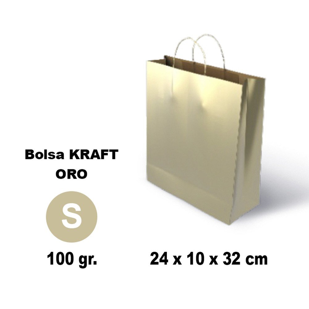 BOLSA KRAFT S 24X10X32 100G ORO 25 UNIDADES | GRAFOPLAS | ENVASE 25 UDS. UNIDAD | 8436618711076 Imagen principal del producto