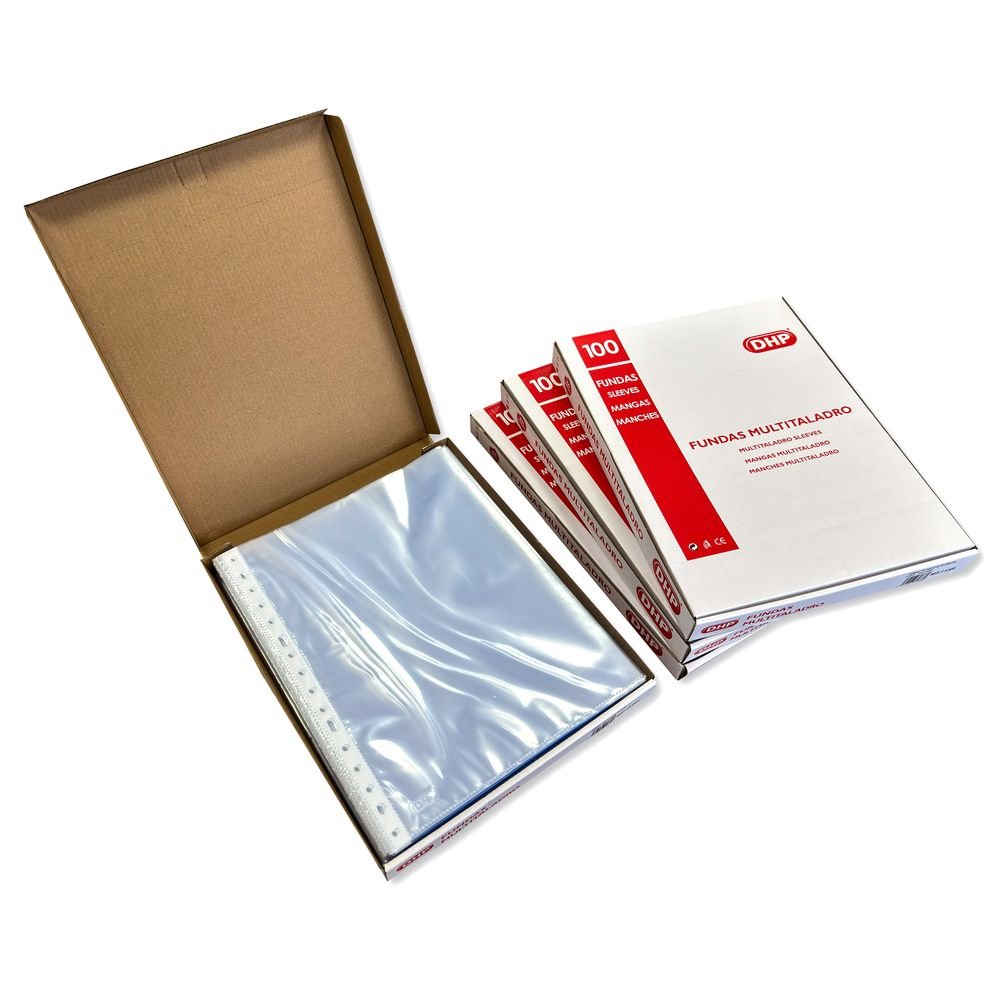 Funda Multitaladro Folio Alta Cristal 80 Micras Caja 100 Ud DHP Básico Imagen principal del producto
