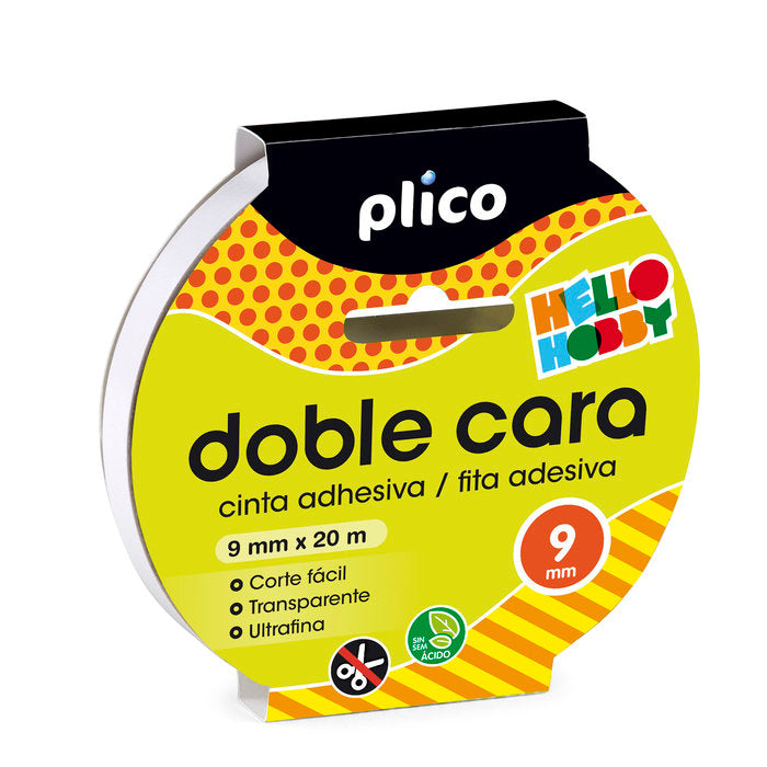 CINTA ADHESIVA 9MM X 20M DOBLE CARA | 1 UNIDADES | (PLICO)