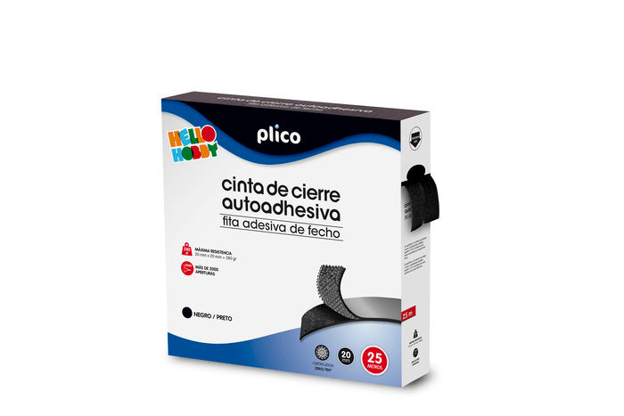 Cremallera textil autoadhesiva 25 metros negro Plico