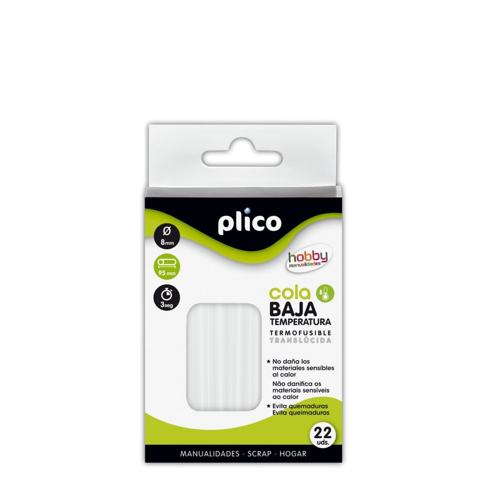 Blister 22 Barras Silicona Mini Cola 8 mm Plico