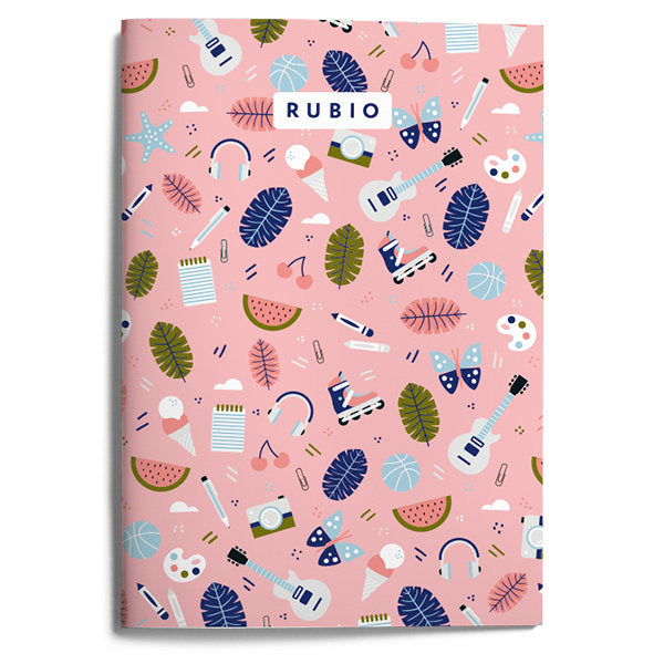 Libreta A4 44H 80G. Cuadricula 4X4 Sandia Rosa Rubio