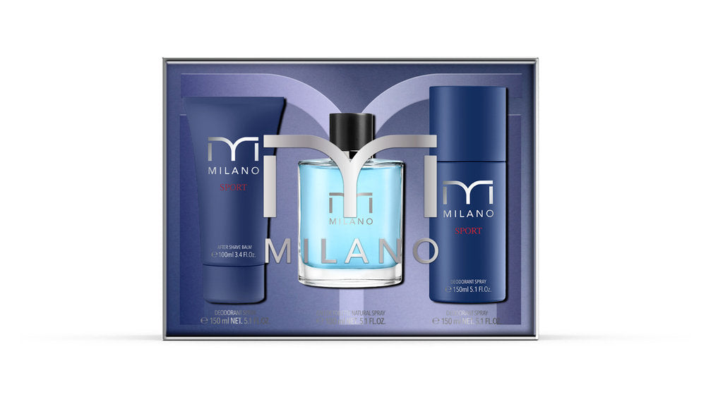 FRAGANCIA MILANO SPORT COFRET RIGIDO 3 COMPONENTES | TAILORED PERFUMES | 1 UNIDAD | 8437018498079