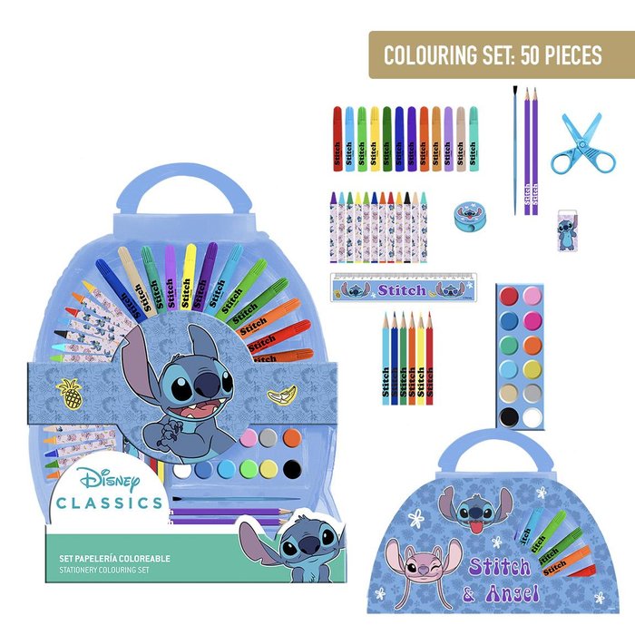 Set Papeleria Coloreable Maletin Redondo 50 Piezas Stitch CERDA Regalo Imagen principal del producto