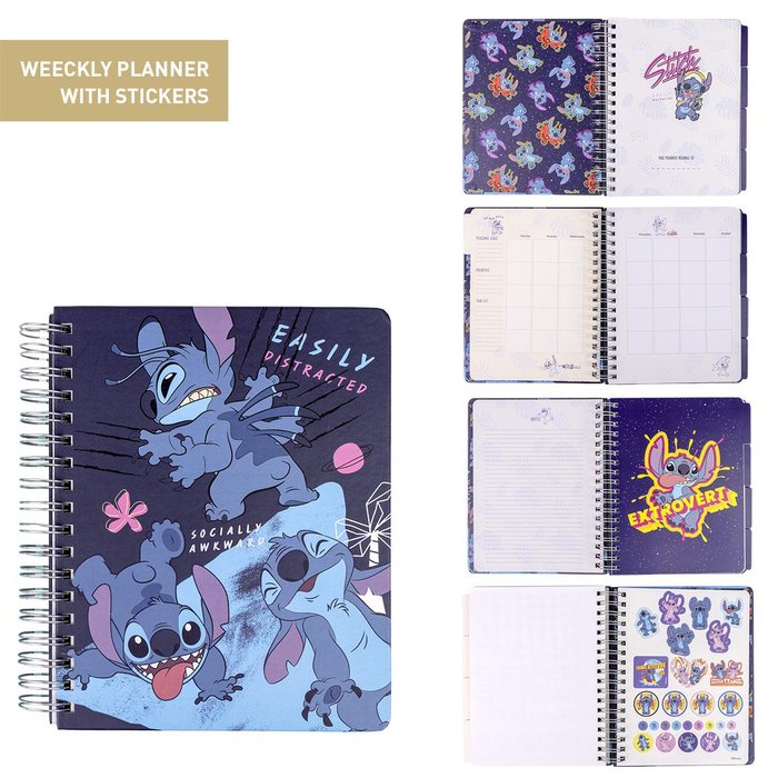 Cuaderno Espiral Planificador Semanal Perpetuo Stitch Cerda Regalo
